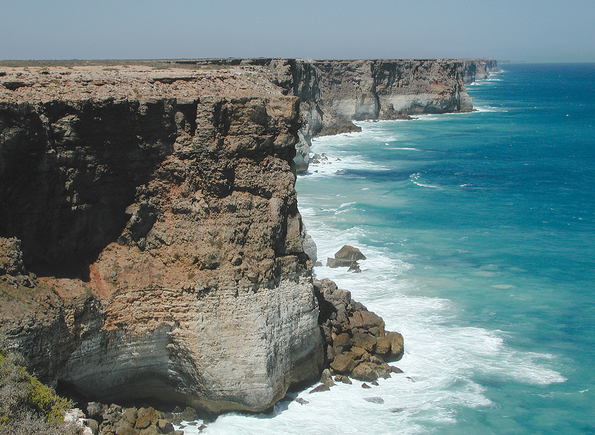 Baxter cliffs, Nullarbor Plain, looking east into South Australia, are evidence of the split of Australia from Antarctica