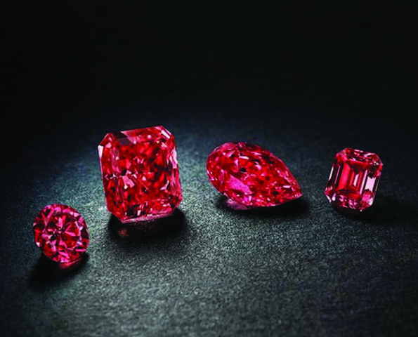 Faceted rare and valuable fancy red diamonds from the Argyle Diamond Mine
