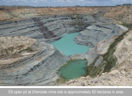E9 open pit at Ellendale mine site is approximately 55 hectares in area