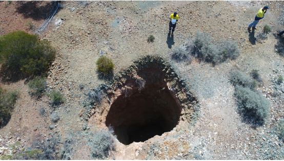 Picture of a mine opening taken by a drone. 