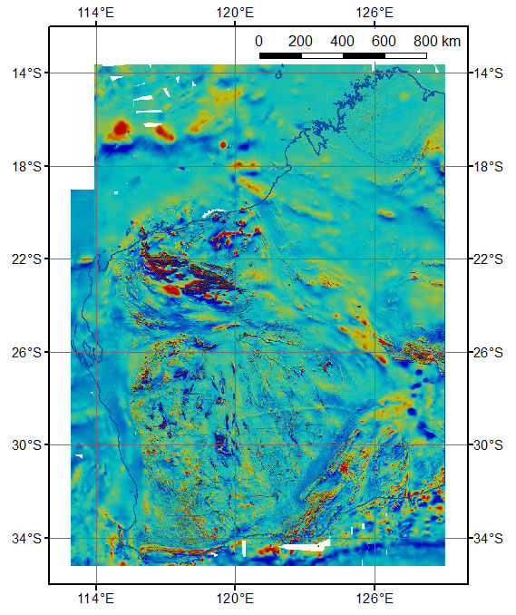 Magnetic anomaly image of Western Australia 