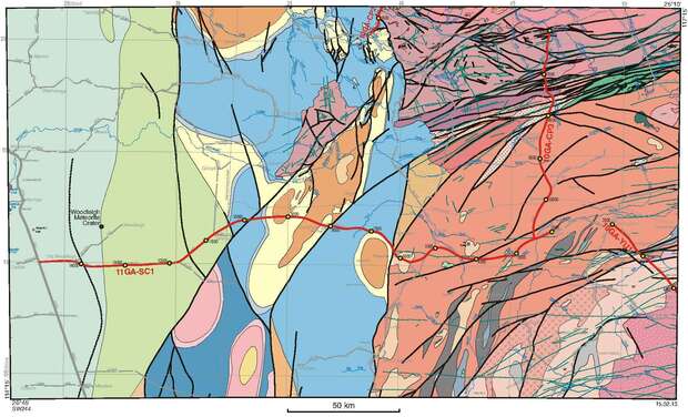 Geological interpretation of the Southern Carnarvon seismic line