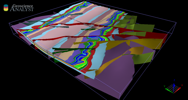 Layers and faults in the Mount Brockman 3D Geomodel