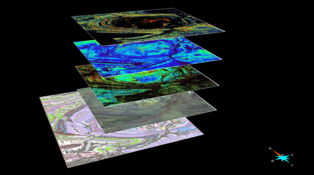 Geological map, false colour image, and ASTER images from the Rocklea model