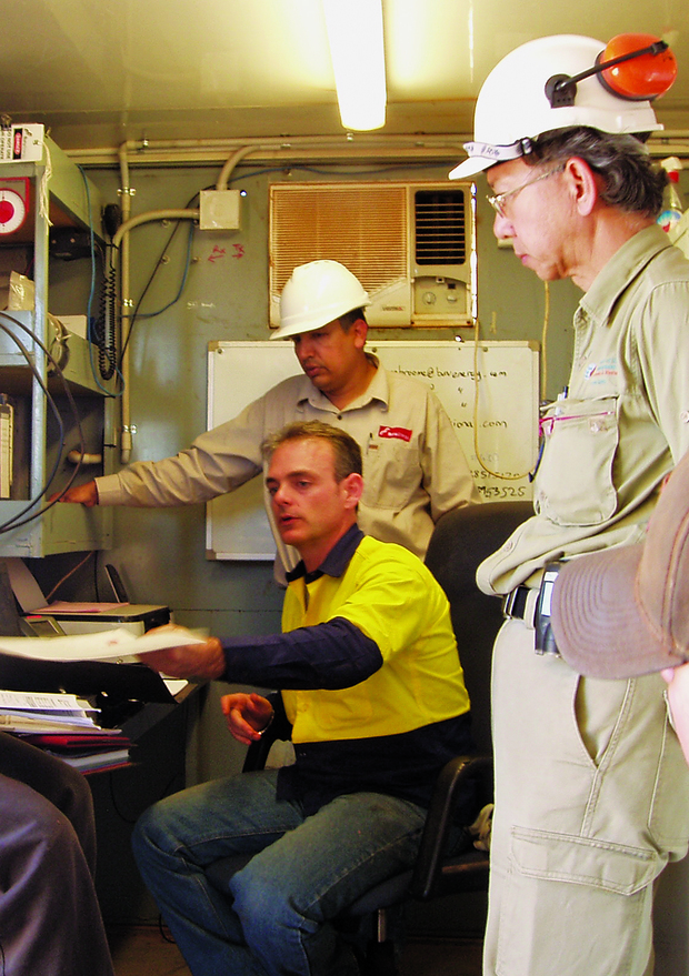 DMP resources safety inspectors on a well site visit (Photo courtesy of DMP Petroleum Division, Stuart Webster)